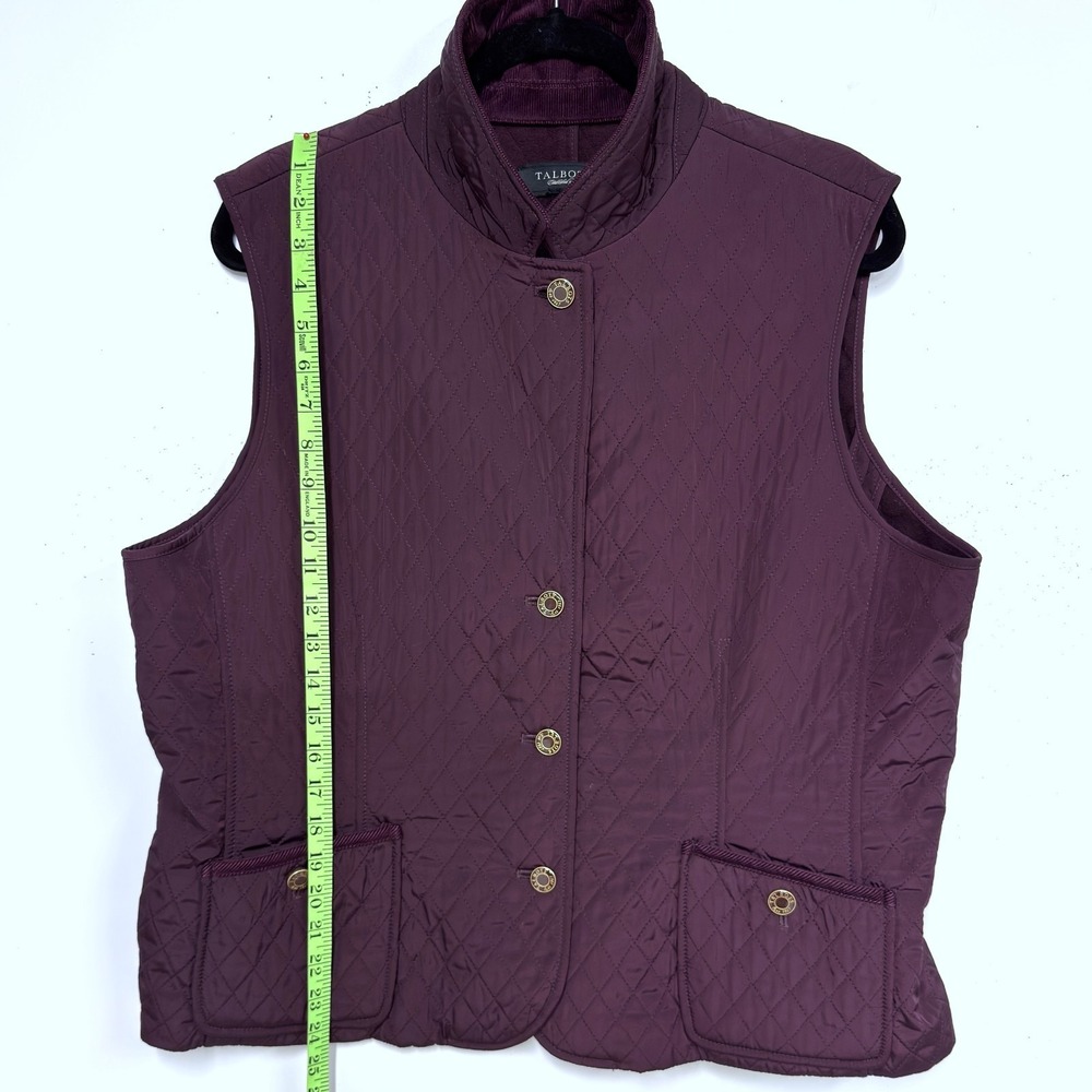Talbots Quilted Dark Purple Vest, Size XL, Medium Weight, Fleece Lining, Pockets - Picture 7 of 8